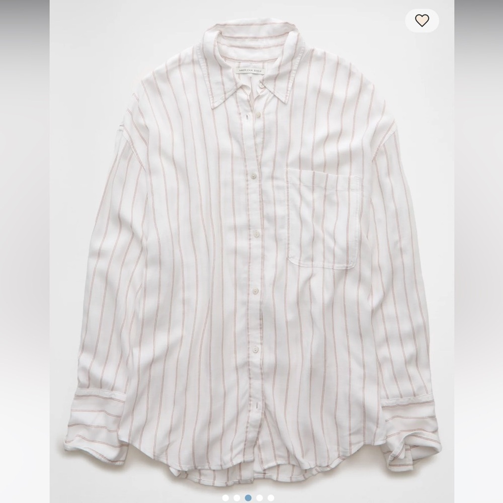 NWT AE White Striped Button Down Shirt - Picture 2 of 7
